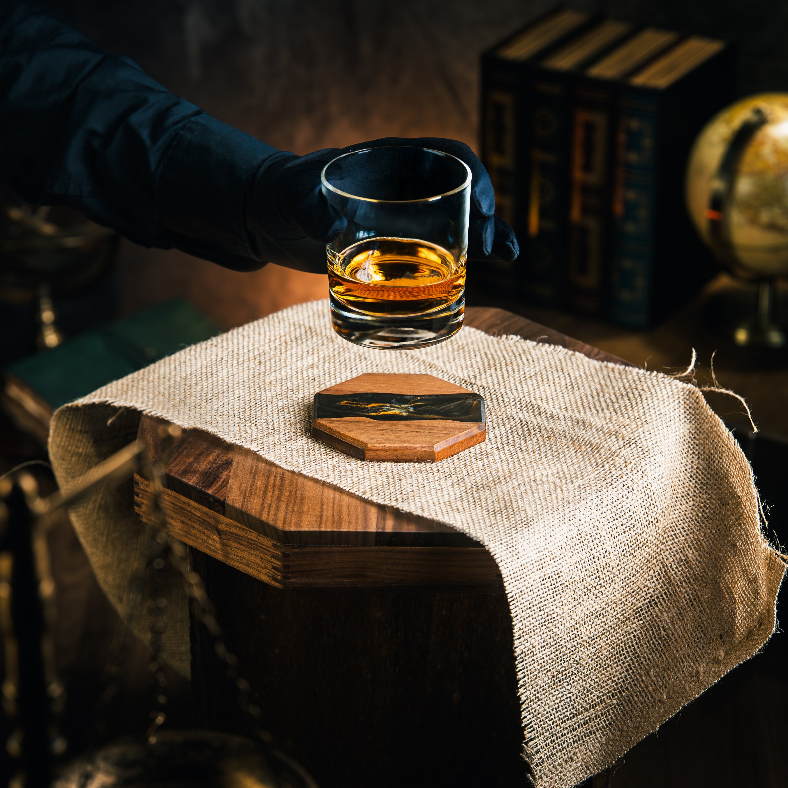 Smoky Walnut & Resin Coaster Set